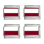 Horizontal Stripes - White and Burgundy Red 9mm Italian Charm (4 pack)