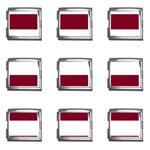 Horizontal Stripes - White and Burgundy Red Mega Link Italian Charm (9 pack)