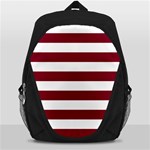Horizontal Stripes - White and Burgundy Red Backpack Bag