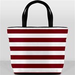 Horizontal Stripes - White and Burgundy Red Bucket Bag