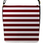 Horizontal Stripes - White and Burgundy Red Flap Closure Messenger Bag (S)