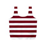 Horizontal Stripes - White and Burgundy Red Full Print Recycle Bag (S)