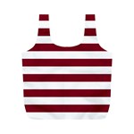 Horizontal Stripes - White and Burgundy Red Full Print Recycle Bag (M)
