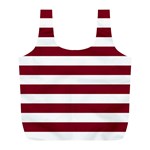 Horizontal Stripes - White and Burgundy Red Full Print Recycle Bag (L)