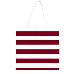 Horizontal Stripes - White and Burgundy Red Grocery Light Tote Bag