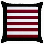 Horizontal Stripes - White and Burgundy Red Throw Pillow Case (Black)