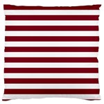 Horizontal Stripes - White and Burgundy Red Large Cushion Case (Two Sides)