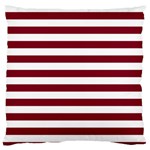 Horizontal Stripes - White and Burgundy Red Large Flano Cushion Case (One Side)