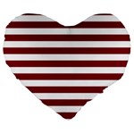 Horizontal Stripes - White and Burgundy Red Large 19  Premium Flano Heart Shape Cushion