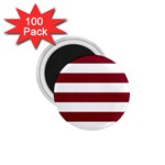 Horizontal Stripes - White and Burgundy Red 1.75  Magnet (100 pack)