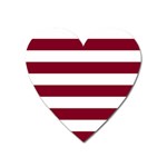 Horizontal Stripes - White and Burgundy Red Magnet (Heart)