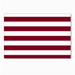 Horizontal Stripes - White and Burgundy Red Postcard 4 x 6  (Pkg of 10)