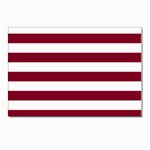 Horizontal Stripes - White and Burgundy Red Postcard 5  x 7 