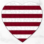 Horizontal Stripes - White and Burgundy Red Jigsaw Puzzle (Heart)