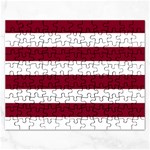 Horizontal Stripes - White and Burgundy Red Jigsaw Puzzle (Rectangular)