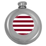 Horizontal Stripes - White and Burgundy Red Hip Flask (5 oz)