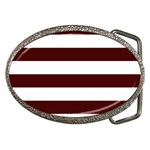 Horizontal Stripes - White and Bulgarian Rose Red Belt Buckle