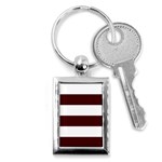 Horizontal Stripes - White and Bulgarian Rose Red Key Chain (Rectangle)