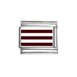 Horizontal Stripes - White and Bulgarian Rose Red Italian Charm (9mm)