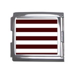 Horizontal Stripes - White and Bulgarian Rose Red Mega Link Italian Charm (18mm)