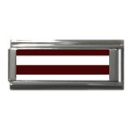 Horizontal Stripes - White and Bulgarian Rose Red Superlink Italian Charm (9mm)