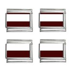 Horizontal Stripes - White and Bulgarian Rose Red 9mm Italian Charm (4 pack)