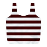 Horizontal Stripes - White and Bulgarian Rose Red Full Print Recycle Bag (L)