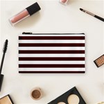 Horizontal Stripes - White and Bulgarian Rose Red Cosmetic Bag (S)