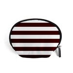 Horizontal Stripes - White and Bulgarian Rose Red Accessory Pouch (Small)