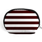 Horizontal Stripes - White and Bulgarian Rose Red Accessory Pouch (Medium)