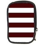 Horizontal Stripes - White and Bulgarian Rose Red Compact Camera Leather Case