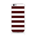 Horizontal Stripes - White and Bulgarian Rose Red Apple iPhone 6/6S Silicone Case (Transparent)