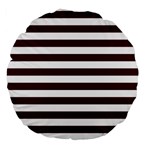 Horizontal Stripes - White and Bulgarian Rose Red Large 18  Premium Round Cushion