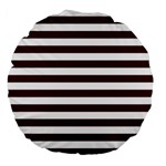 Horizontal Stripes - White and Bulgarian Rose Red Large 18  Premium Flano Round Cushion