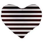 Horizontal Stripes - White and Bulgarian Rose Red Large 19  Premium Heart Shape Cushion