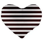 Horizontal Stripes - White and Bulgarian Rose Red Large 19  Premium Flano Heart Shape Cushion