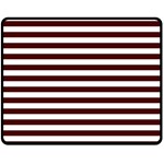 Horizontal Stripes - White and Bulgarian Rose Red Double Sided Fleece Blanket (Medium) (Two Sides)