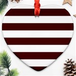 Horizontal Stripes - White and Bulgarian Rose Red Ornament (Heart)