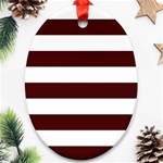 Horizontal Stripes - White and Bulgarian Rose Red Ornament (Oval)