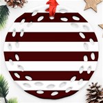Horizontal Stripes - White and Bulgarian Rose Red Round Filigree Ornament (Two Sides)