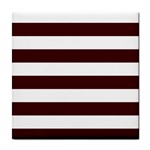 Horizontal Stripes - White and Bulgarian Rose Red Tile Coaster