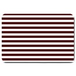 Horizontal Stripes - White and Bulgarian Rose Red Large Doormat