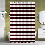 Horizontal Stripes - White and Bulgarian Rose Red Shower Curtain 48  x 72  (Small)
