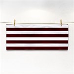 Horizontal Stripes - White and Bulgarian Rose Red Hand Towel