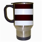 Horizontal Stripes - White and Bulgarian Rose Red Travel Mug (White)