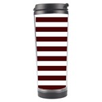 Horizontal Stripes - White and Bulgarian Rose Red Travel Tumbler