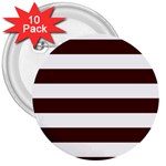 Horizontal Stripes - White and Bulgarian Rose Red 3  Button (10 pack)