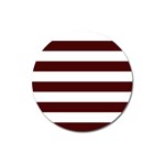 Horizontal Stripes - White and Bulgarian Rose Red Magnet 3  (Round)