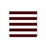 Horizontal Stripes - White and Bulgarian Rose Red Magnet (Square)