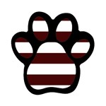 Horizontal Stripes - White and Bulgarian Rose Red Magnet (Paw Print)